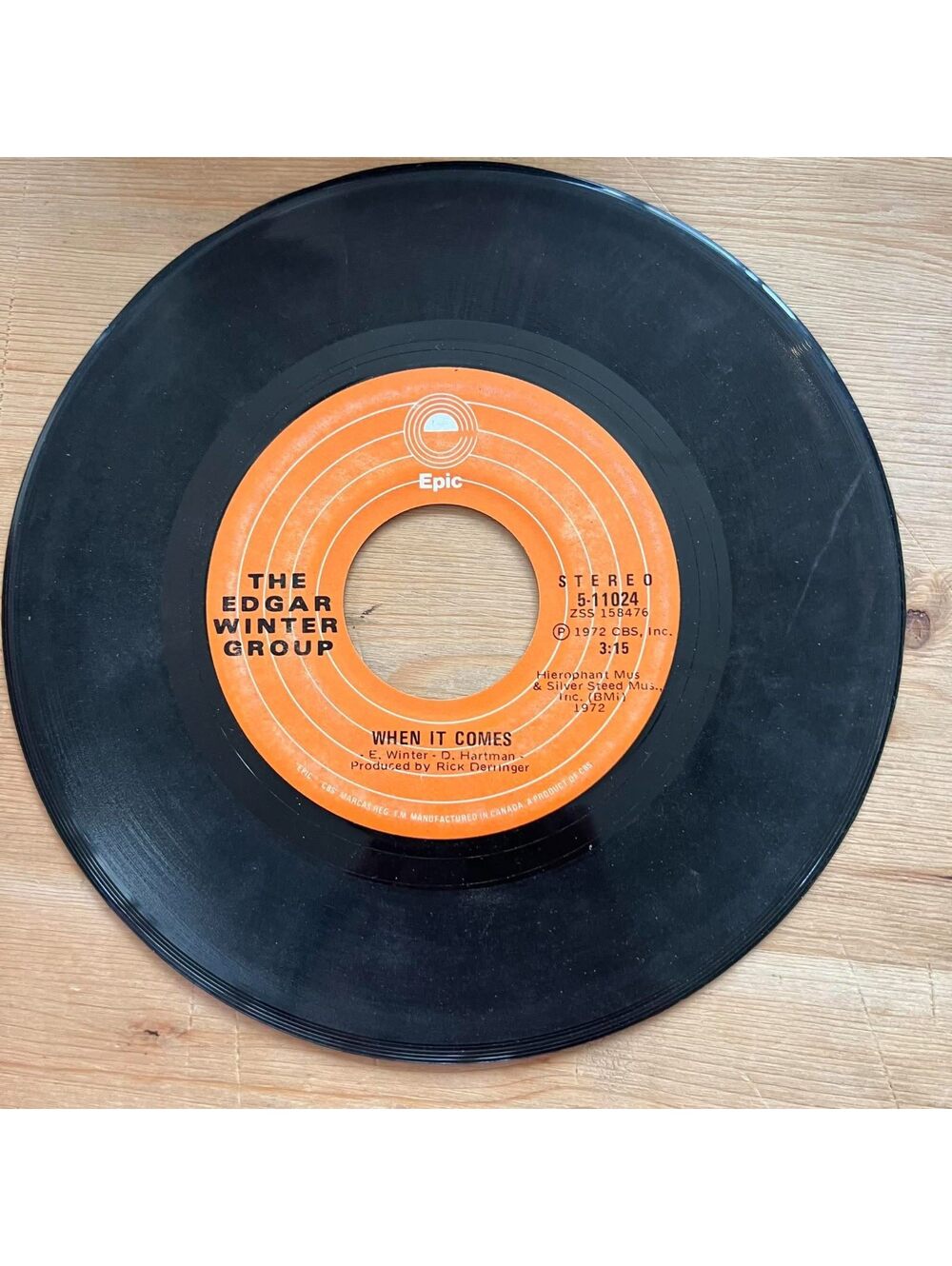 The Edgar Winter Group - When it Comes/Free Ride 45rpm VG+ R20